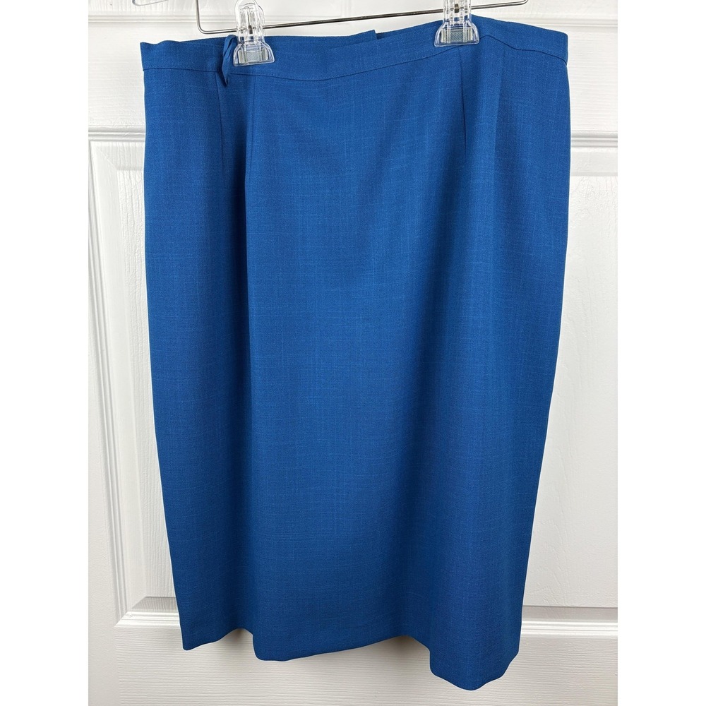 John Meyer Skirt Suit Set Womens 18 Blue Crepe Jacket Skirt Lined Career NEW - Picture 13 of 16